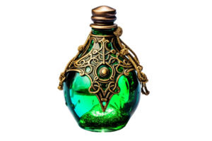 AI generated Elixir of Enchantment Potion Bottle on transparent background. png