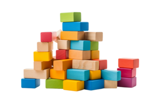 AI generated Colorful Building Blocks on transparent background. png