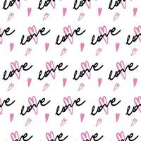 Stylish graphic seamless pattern with hearts and word love. Background vector