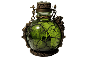 AI generated Witch's Brew Potion Bottle on transparent background. png