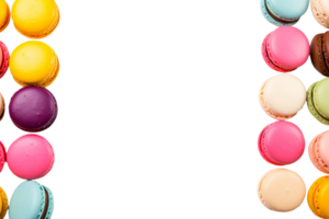 AI generated Colorful Macarons Delight with Copy Space on transparent background. png