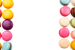 ai gegenereerd kleurrijk macarons genot met kopiëren ruimte Aan transparant achtergrond. png