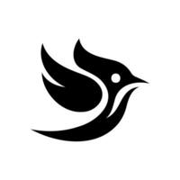 Simple silhouette bird vector in black color White Background