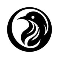 Vector bird head silhouette with circle facing left in black color