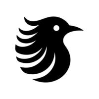 Vector Bird head silhouette black color facing right side white background EPS file