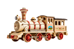 AI generated Vintage Toy Train on transparent background. png