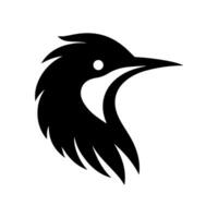 Vector Bird head silhouette black color facing right side white background EPS file