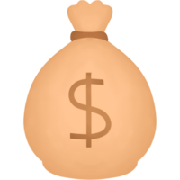 bag of money. watercolor style isolated on transparent background png