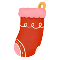 red christmas sock. watercolor style. isolated on transparent background png