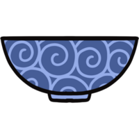 blue color Japanese stlye bowl. miso soup bowl png