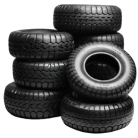 AI generated Stack of Black Car Tires Arranged Artistically Against a Transparent Background Created With Generative AI Technology png