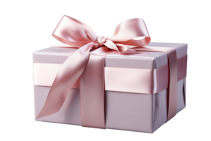 AI generated Elegantly Wrapped Gift Box With Satin Ribbon on a Transparent  Background. Generative AI. png