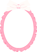 Pink Coquette frame aesthetic oval shape with ribbon bow png