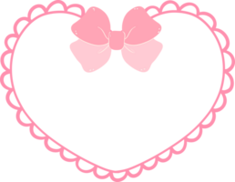 Pink Coquette frame aesthetic heart shape with ribbon bow png