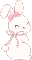 Coquette Bunny with pink ribbon bow png