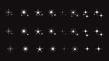 espumoso estrellas composición. brillante blanco estrella plantilla, aislando varios espumoso elementos. celestial cuerpos, brillante vector firmar clipart colección de diferente Navidad copos de nieve