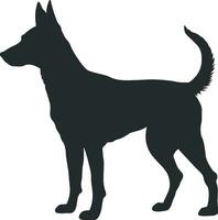 black and white silhouette of a dog without background vector