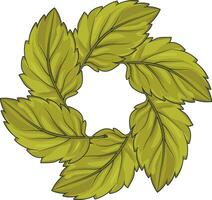 green plant leaf vector round frame without background