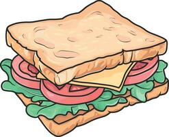 sandwich with cheese and tomato without background vector
