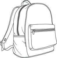 backpack with black outline without background vector