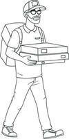 pizza delivery man without background vector