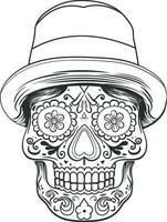 deceased, skull with hat without background vector