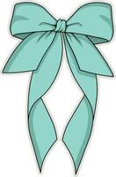 blue ribbon gift bow without background vector