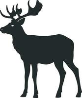 black silhouette of deer or elk without background vector