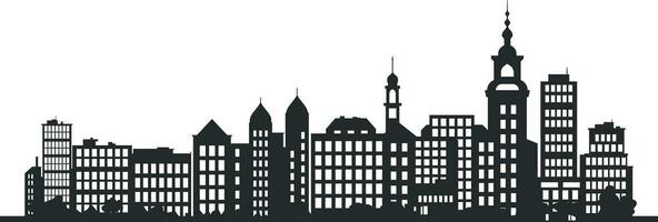 black and white city silhouette without background vector