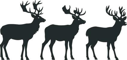black silhouette of deer or elk without background vector