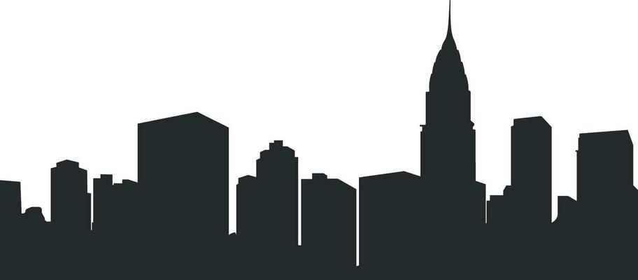 black and white city silhouette without background