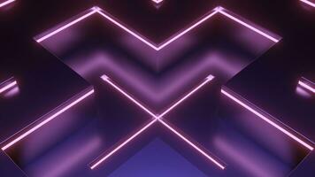 3D cross pattern with neon lines. Design. 3D animation of moving pattern in shape of neon cross. Moving cross in neon futuristic style photo