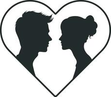 silhouette of a couple with heart vector