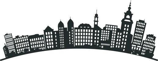 black and white city silhouette without background vector