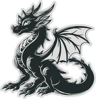 black and white dragon vector without background