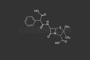 Carbenicillin molecular skeletal chemical formula vector