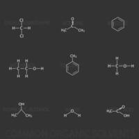 común orgánico solventes molecular esquelético químico fórmula vector