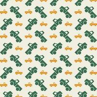 Pickup Truck green yellow concept trendy repeating pattern vector illustration background