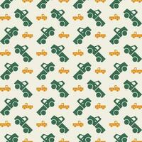 Pickup Truck green yellow concept trendy repeating pattern vector illustration background