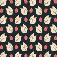 Leaf black background trendy repeating colorful pattern vector illustration