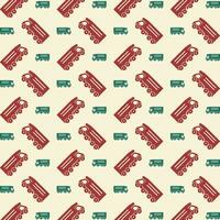 Tipper Truck red green trendy vector design repeating pattern illustration