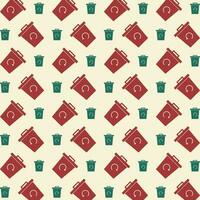 Garbage Recycle red green trendy vector design repeating pattern illustration background