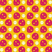 Alien Emoji pink background repeating trendy pattern vector illustration