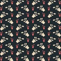 Sprout black background trendy repeating colorful pattern vector illustration