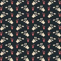 Sprout black background trendy repeating colorful pattern vector illustration