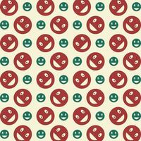 Laughing Emoji red green trendy vector design repeating pattern illustration