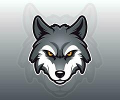 Head wolf mascot sport, gaming logo design. vector