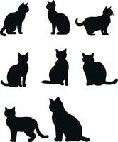 vector isolated silhouette cat set