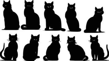 vector isolated silhouette cat set
