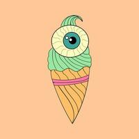 Ice Cream Cone with Eyeball vector illustration design